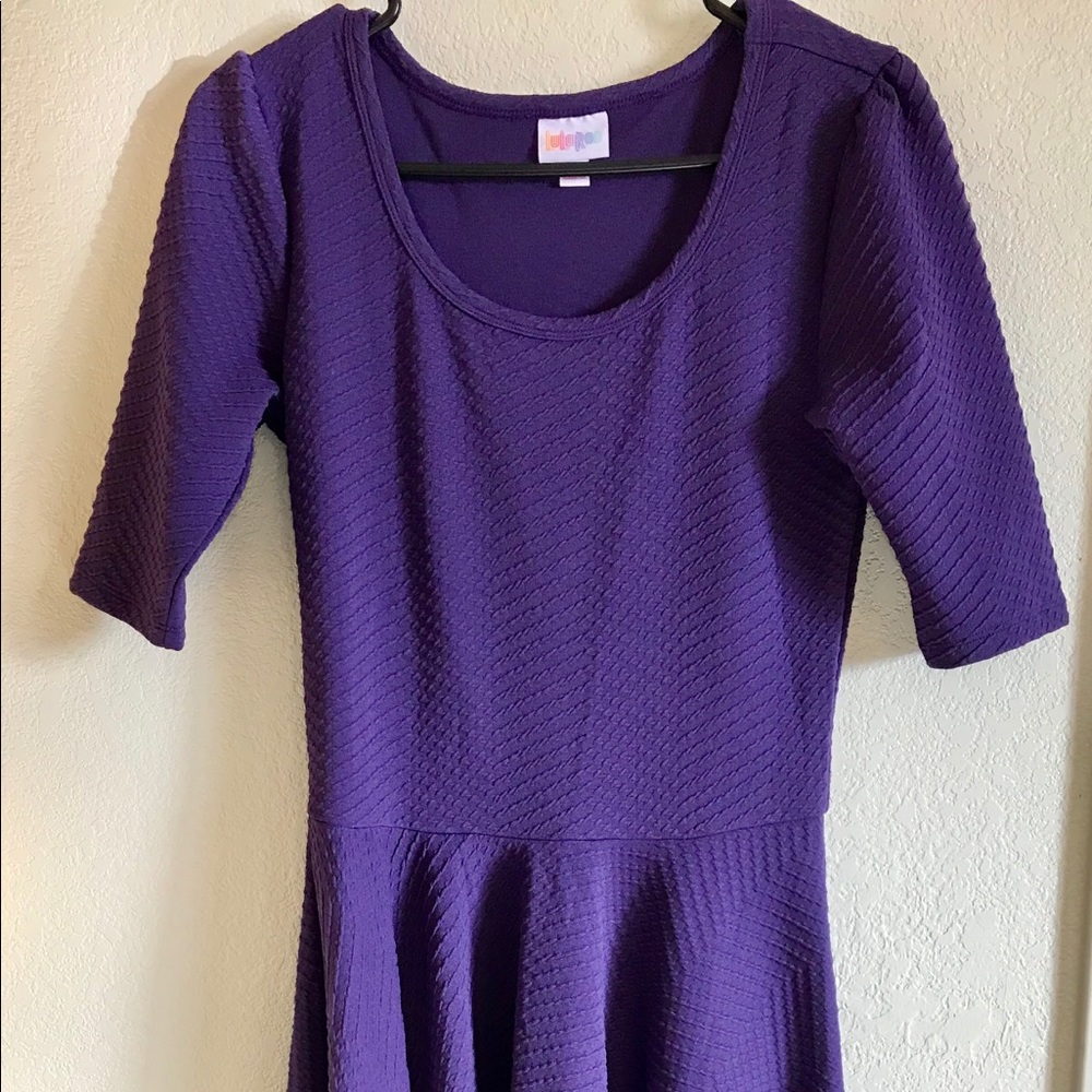 LuLaRoe M Nicole Dress Solid Purple Textured
